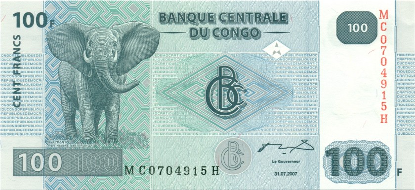 Congo Democratic Republic P98a 100 Francs 2007 UNC