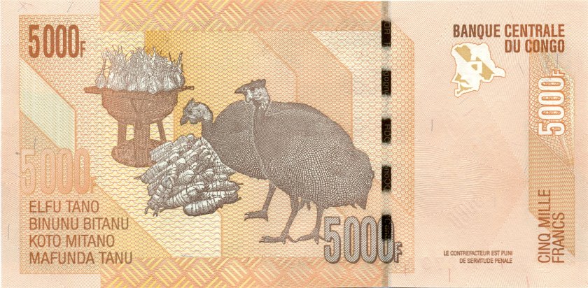 Congo Democratic Republic P102a 5.000 Francs 2012 (2005) UNC