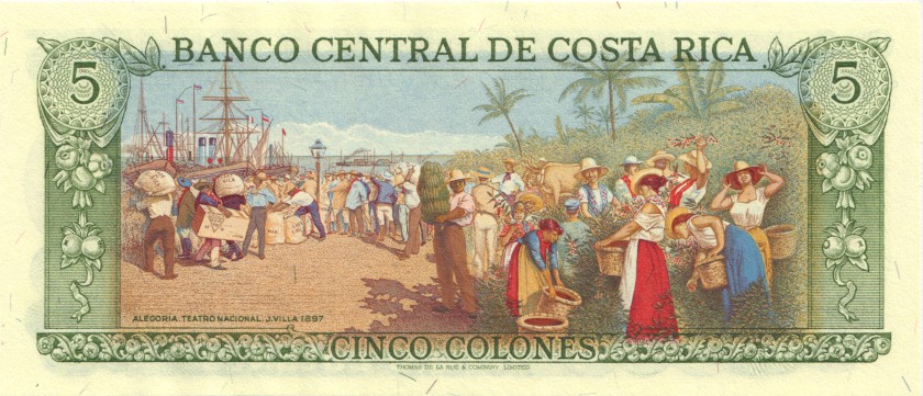 Costa Rica P236d 5 Colones 1985 UNC