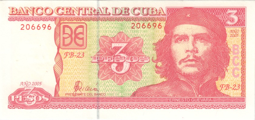 Cuba P127b 3 Pesos 2005 UNC