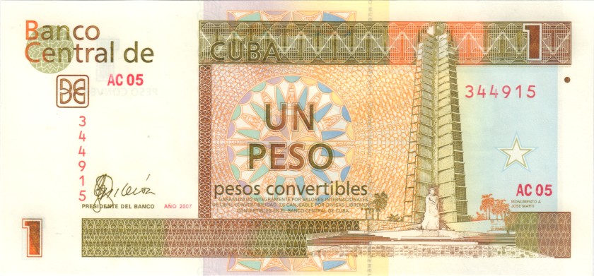 Cuba P-FX46 1 Peso 2007 UNC