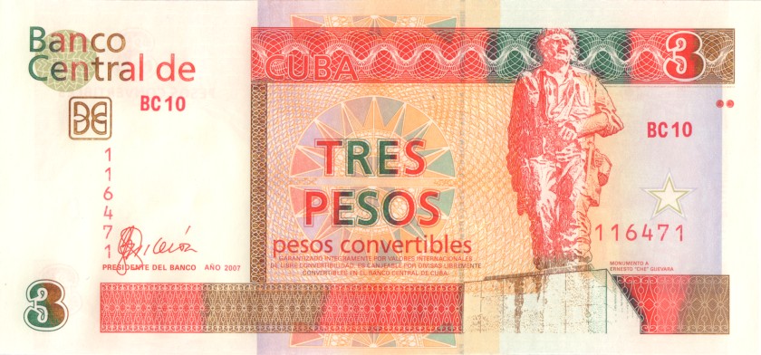 Cuba P-FX47 3 Pesos 2007 UNC