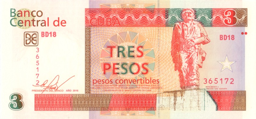Cuba P-FX47 3 Pesos 2016 UNC