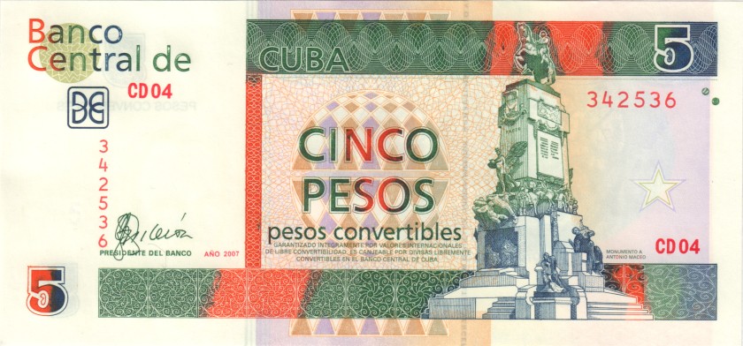 Cuba P-FX48 5 Pesos 2007 UNC