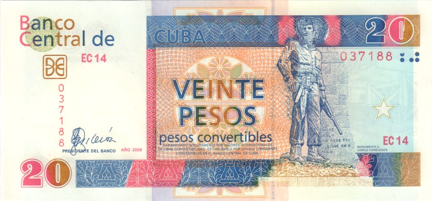 Cuba P-FX50 20 Pesos 2008 UNC