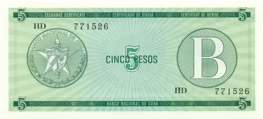 Cuba P-FX7 5 Pesos 1985 UNC