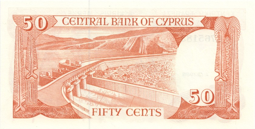 Cyprus P52 50 Cents / Sent 1988 UNC