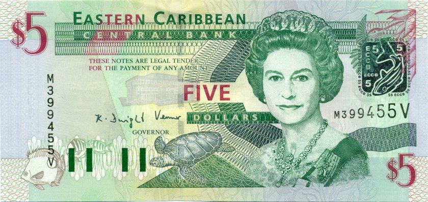 Eastern Caribbean States P42v 5 Dollars 2003 UNC