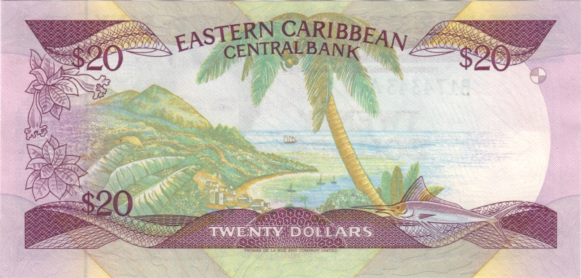 Eastern Caribbean States P19a 20 Dollars 1986 UNC