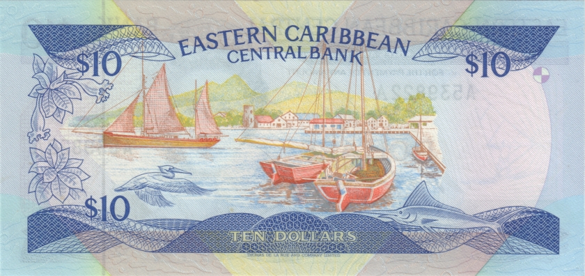 Eastern Caribbean States P23a1 10 Dollars 1985 UNC