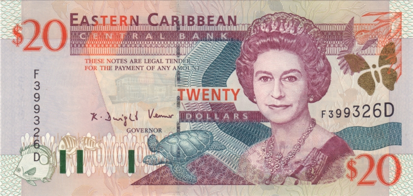 Eastern Caribbean States P39d 20 Dollars 2000 UNC