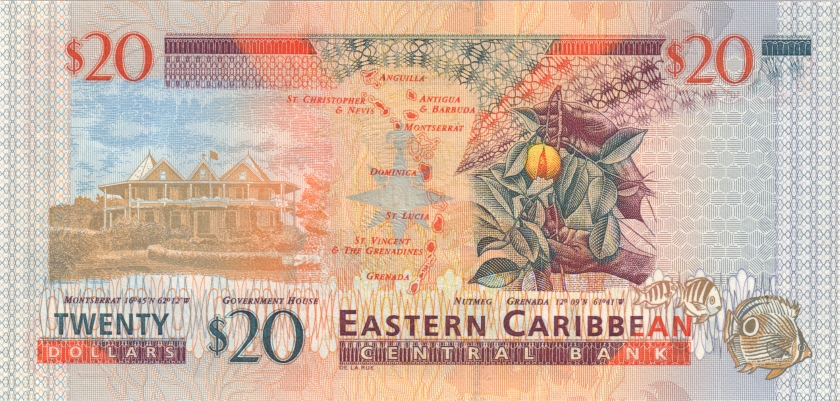 Eastern Caribbean States P39d 20 Dollars 2000 UNC