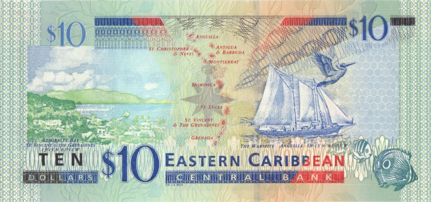 Eastern Caribbean States P43g 10 Dollars 2003 UNC