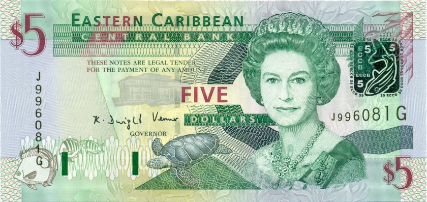 Eastern Caribbean States P42g 5 Dollars 2003 UNC