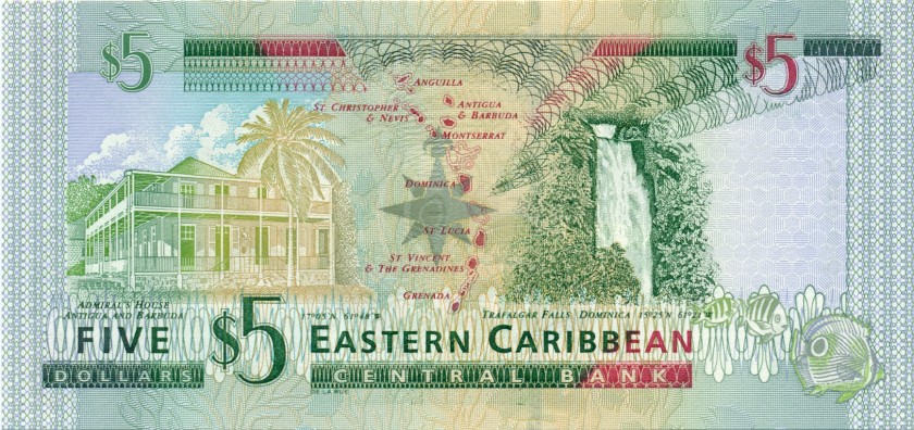 Eastern Caribbean States P42g 5 Dollars 2003 UNC