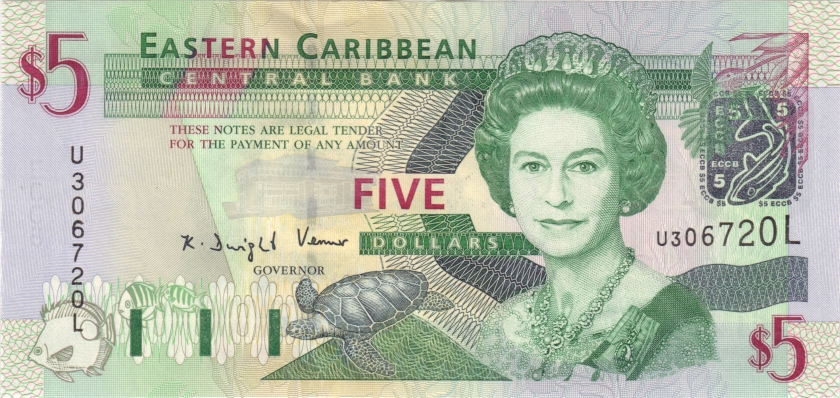 Eastern Caribbean States P42l 5 Dollars 2003 UNC