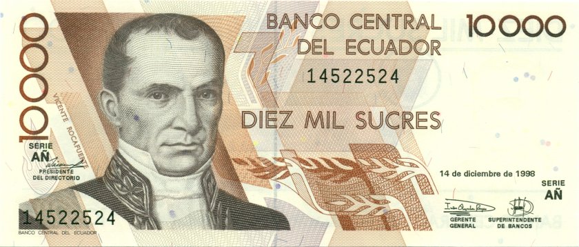 Ecuador P127e 10.000 Sucres 1998 UNC