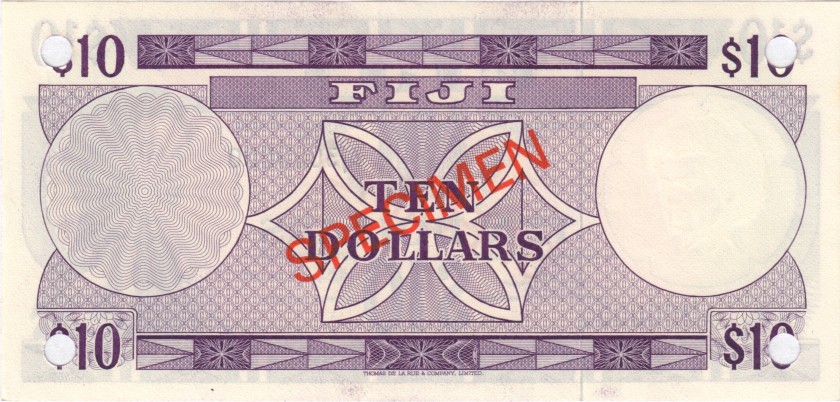 Fiji P74bs SPECIMEN 10 Dollars 1974 UNC