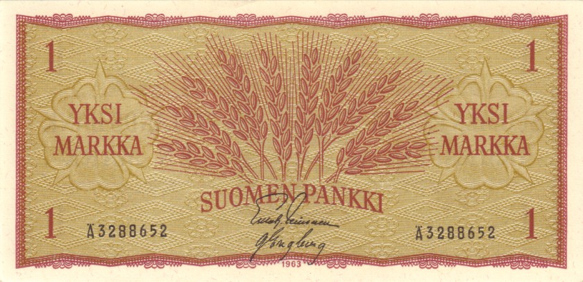 Finland P98a(6) 1 Finnish Markka 1963 UNC
