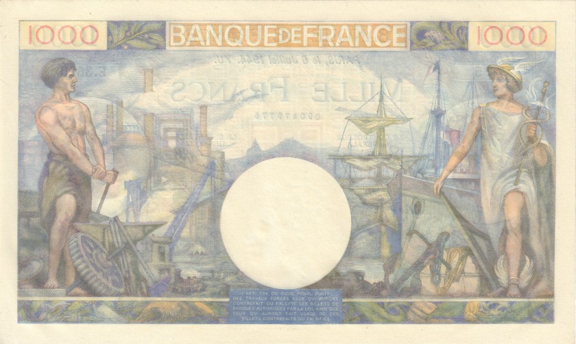 France P96c 1.000 Francs 1944 UNC