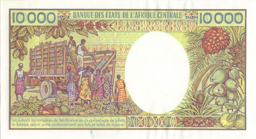 Gabon P7a 10.000 Francs 1984 AU