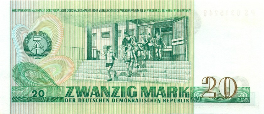 German Democratic Republic P29b 20 Mark 1975 UNC
