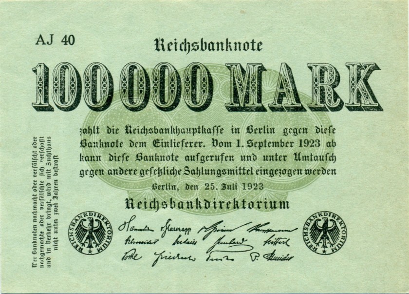 Germany P91a 100.000 Mark 1923 AU