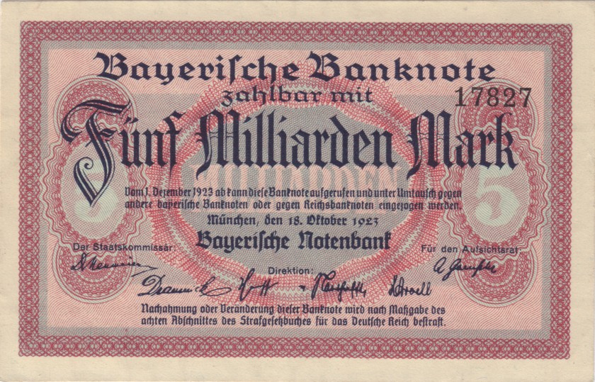 Germany P-S937 5.000.000.000 Mark 1923 AU