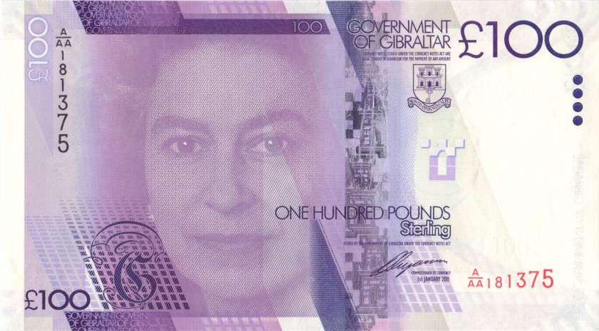 Gibraltar P39 100 Pounds Sterling 2011 UNC