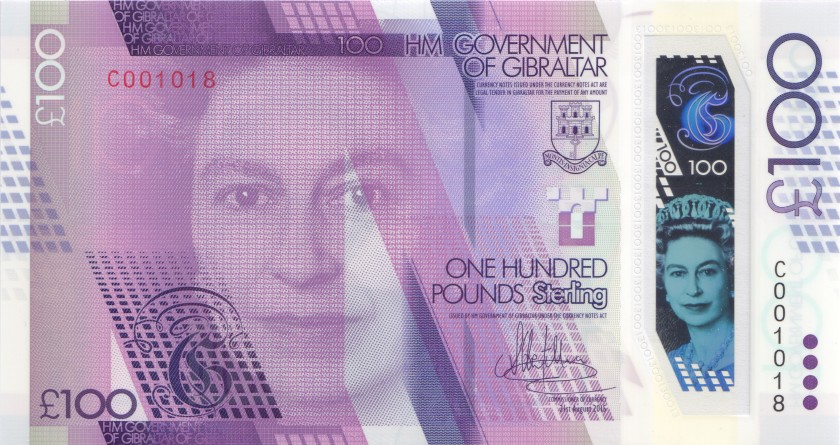 Gibraltar P40 100 Pounds Sterling 2015 UNC