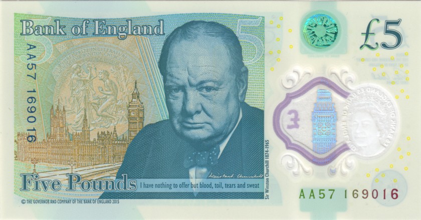 Great Britain P394 5 Pounds 2015 UNC