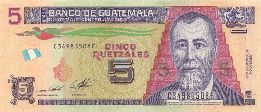 Guatemala P-W122A 5 Quetzales 2014 UNC