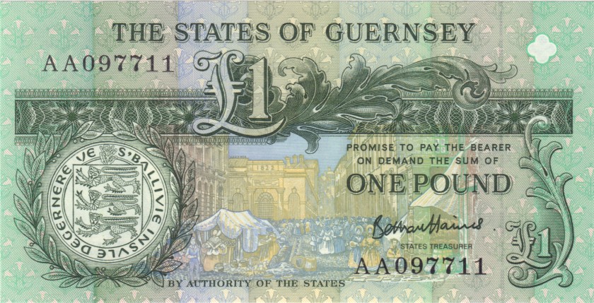 Guernsey P52d 1 Pound Prefix AA 2021 UNC