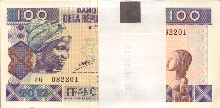 Guinea P35b 100 Guinean Francs Bundle 100 pcs 2012 UNC