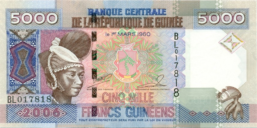 Guinea P41a 5.000 Guinean Francs 2006 UNC
