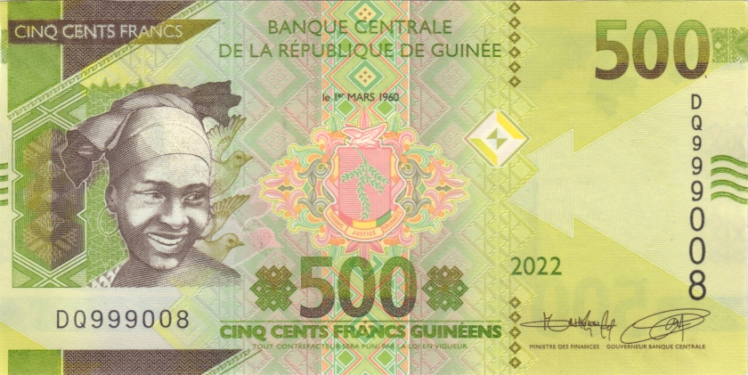 Guinea P-W52 500 Guinean Francs 2022 UNC