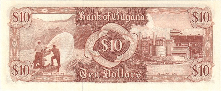 Guyana P23d 10 Dollars 1966-1992 UNC