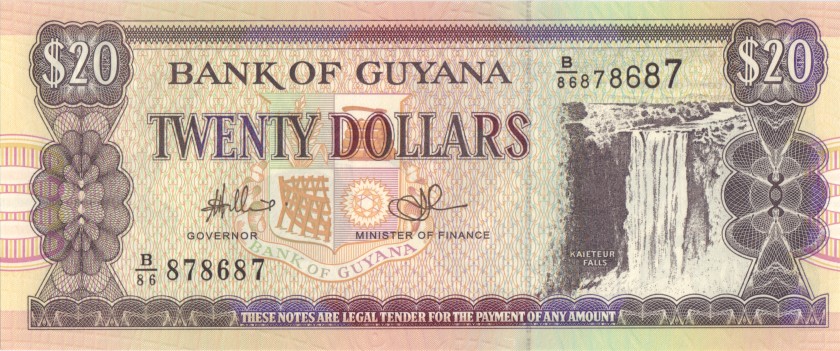 Guyana P30e(2) B86878687 20 Dollars 2010 UNC