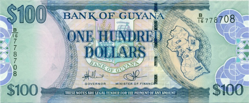 Guyana P36b(1) 100 Dollars 2009 UNC
