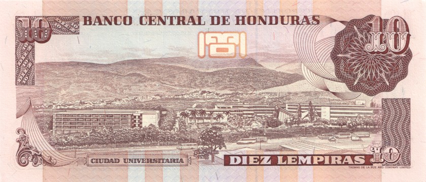 Honduras P70 10 Lempiras 1989 UNC