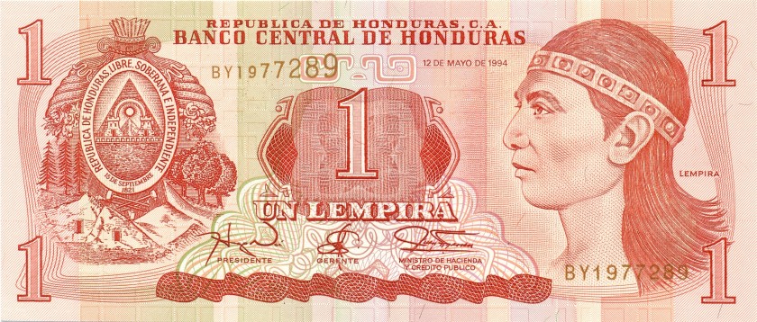 Honduras P76 1 Lempira 1994 UNC