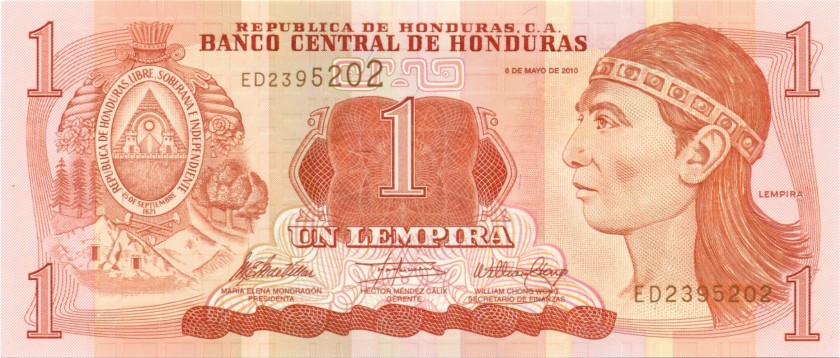 Honduras P89b 1 Lempira 2010 UNC