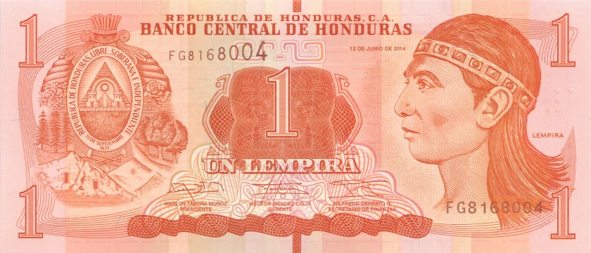 Honduras P96 1 Lempira 2014 UNC