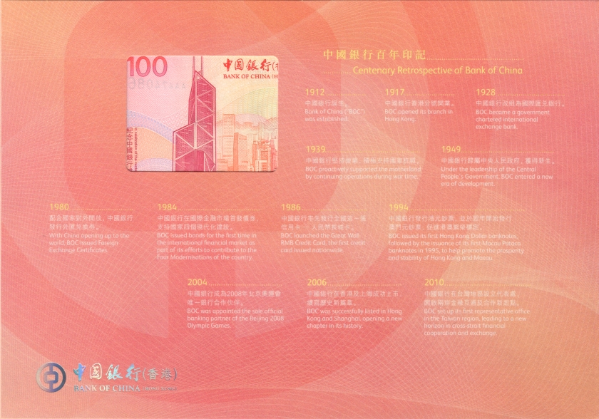 Hong Kong P346(2) 100 Hong Kong Dollars 2012 UNC