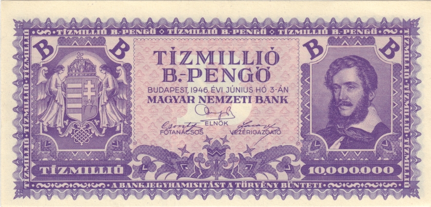 Hungary P135 10.000.000 B.-Pengo 1946 UNC