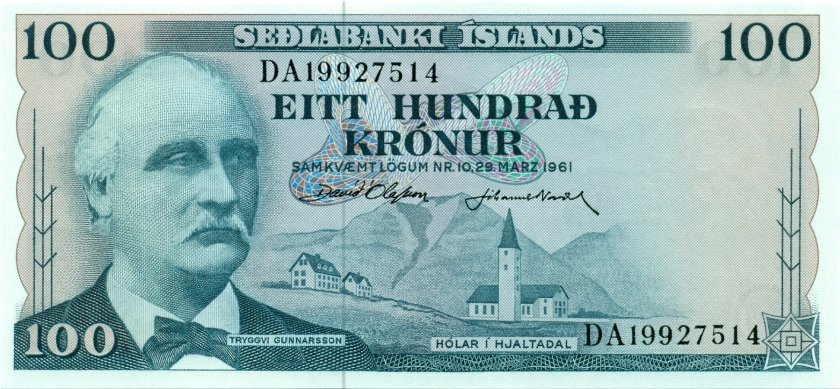Iceland P44a(7) 100 Krónur 1961 UNC