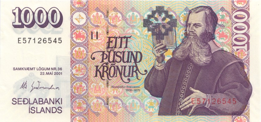 Iceland P59(6) 1.000 Krónur 2001 UNC