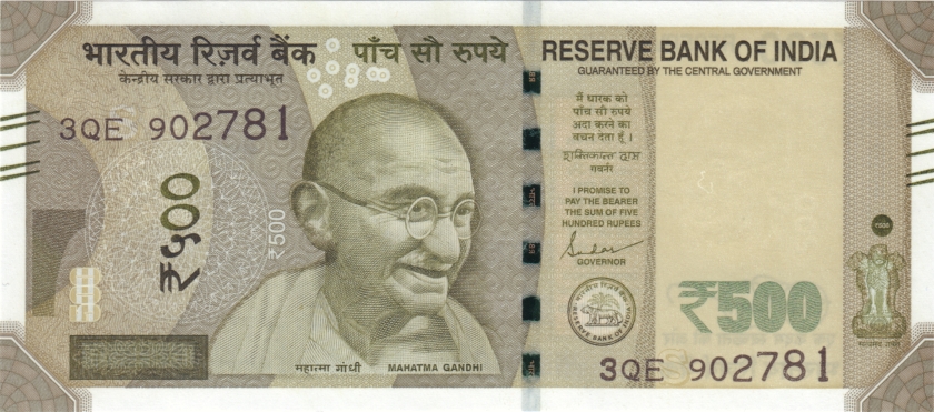 India P114 500 Rupees Plate letter S 2021 UNC