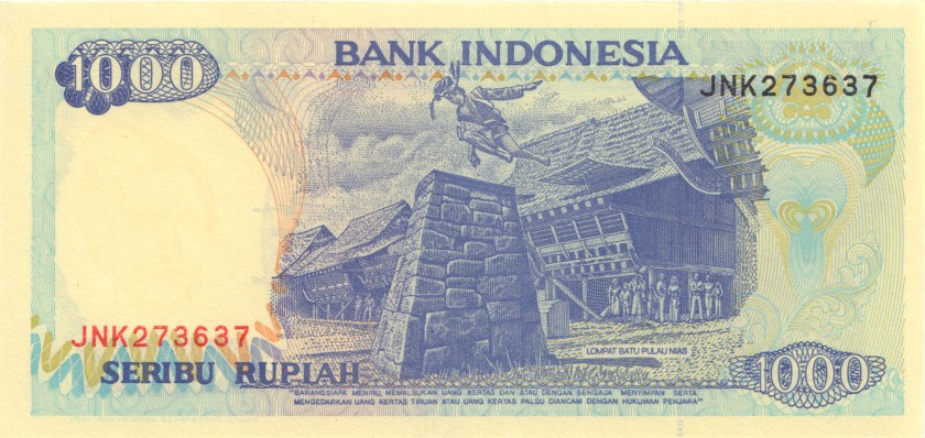 Indonesia P129d 1.000 Rupiah 1992/1995 UNC