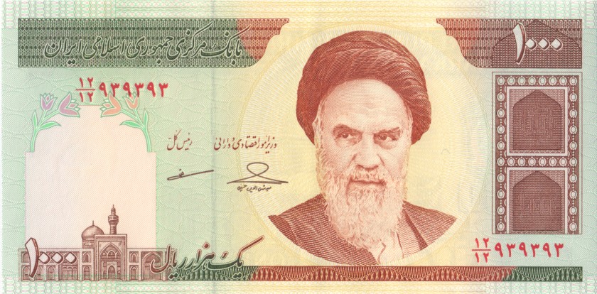 Iran P143g 939393 1.000 Rials 1992-2014 UNC